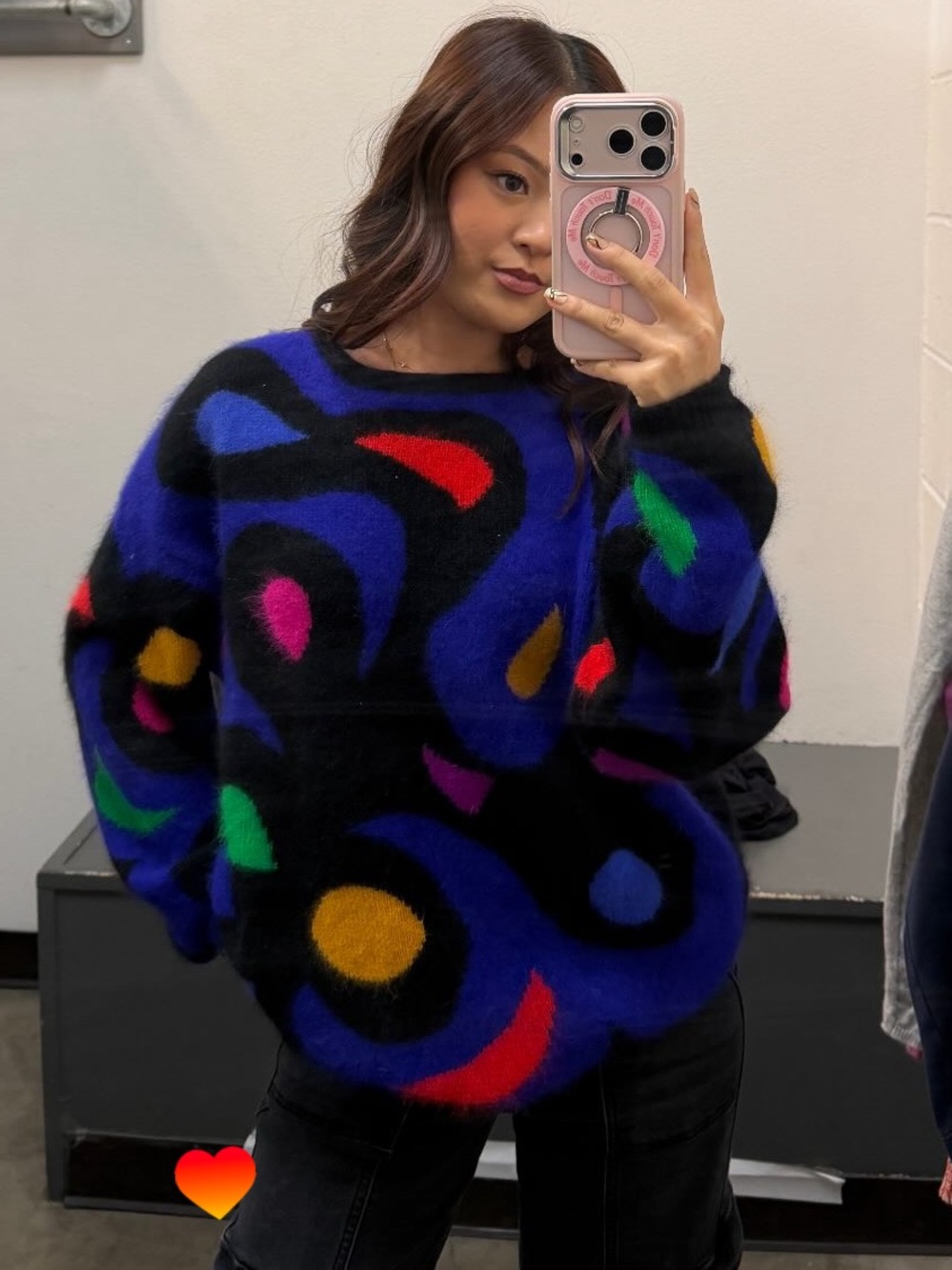 Rafaella 80's Abstract Multicolor Fuzzy Vintage Knit Sweater